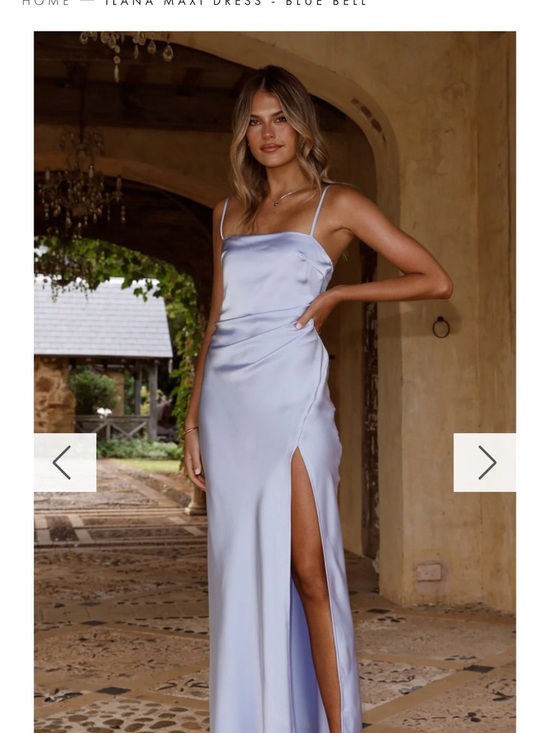 Billy J Dresses & Skirts - Satin Light Blue Maxi Slip Dress with High Side Slit